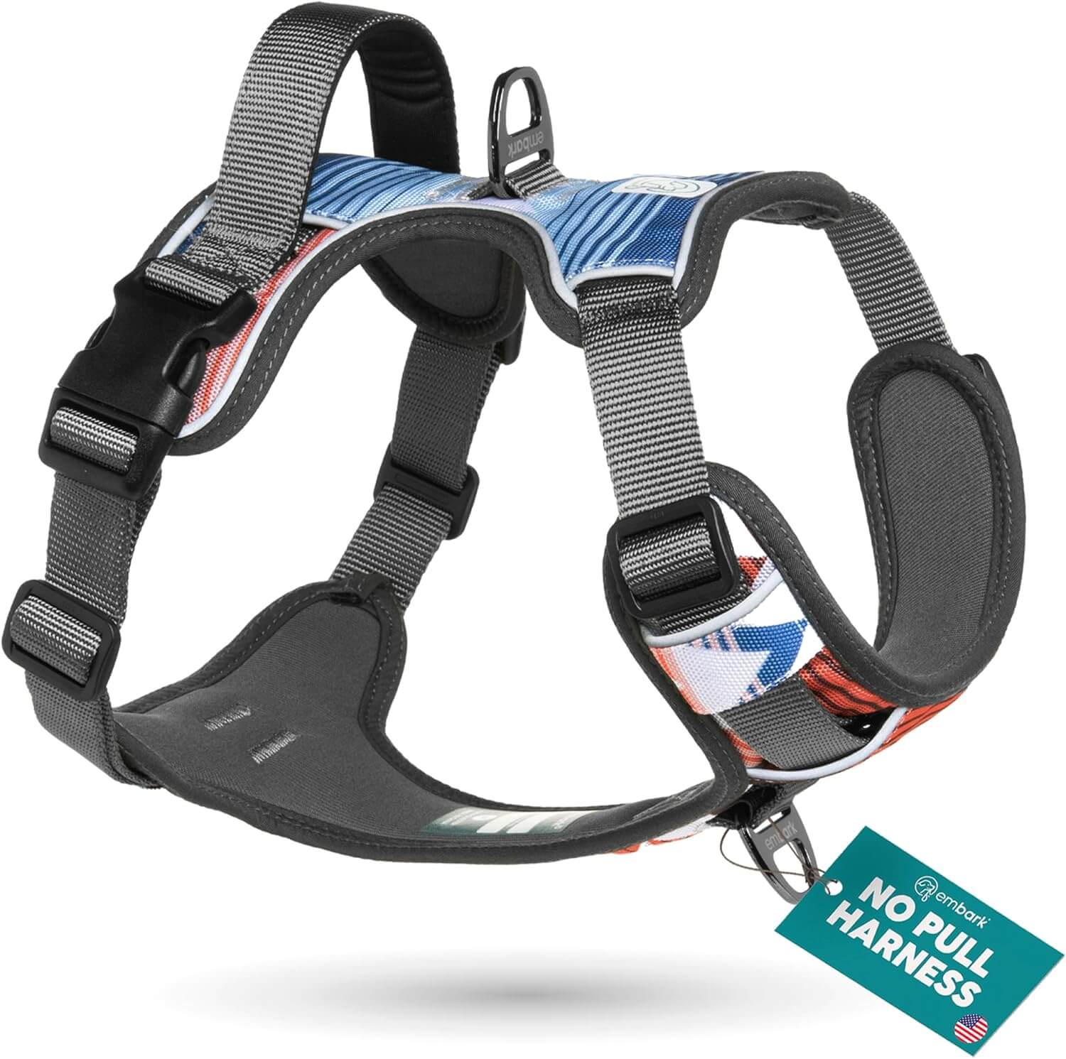 Embark Adventure Reflective No-Pull Dog Harness for Small Dogs - Military-Grade Nylon with Front Clip and Gel-Lined Handle