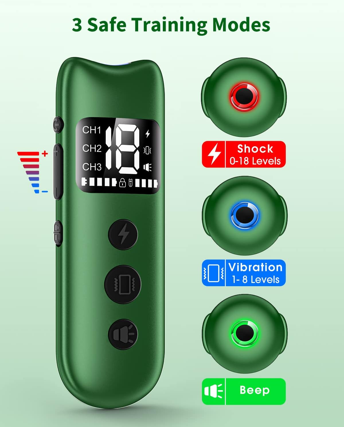 Advanced Rechargeable Dog Training Collar with Remote Control - 2600FT Range, Beep, Vibration, Static Shock, and Safety Lock for All Dog Sizes