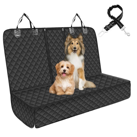 Premium Waterproof Dog Car Seat Cover - Ultimate Back Seat Protector with Adjustable Seat Belts in Stylish Black