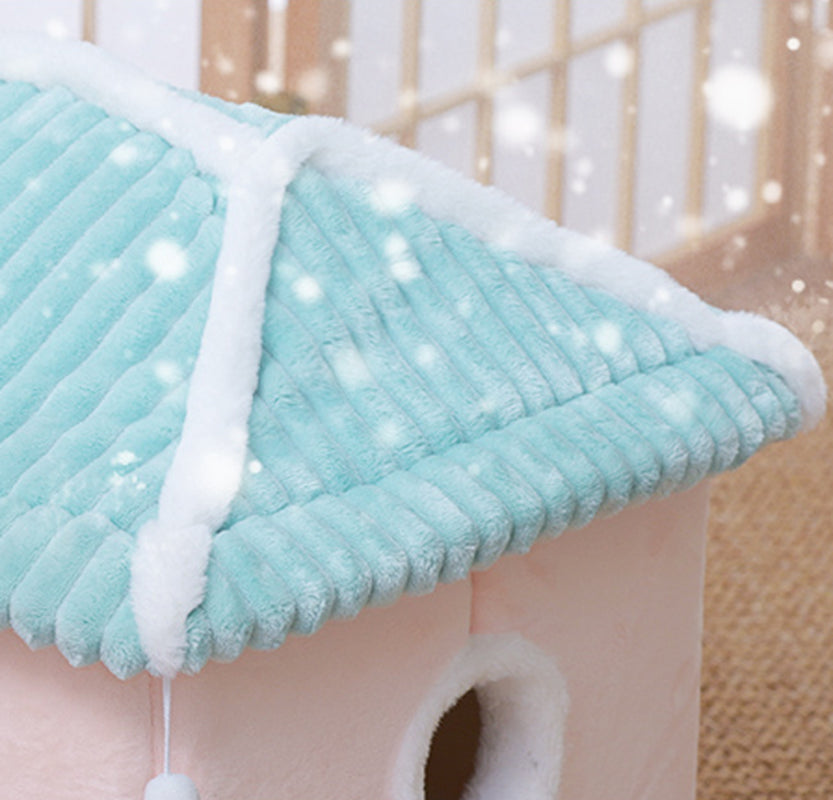 Removable and Washable Enclosed Cat House Villa for Pets
