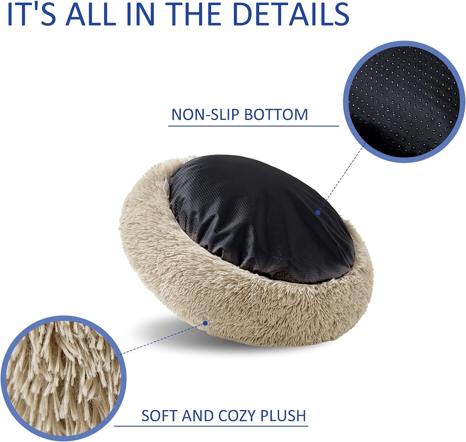 Luxurious Washable Round Dog Bed - Comfy Calming Cuddler for Medium Dogs