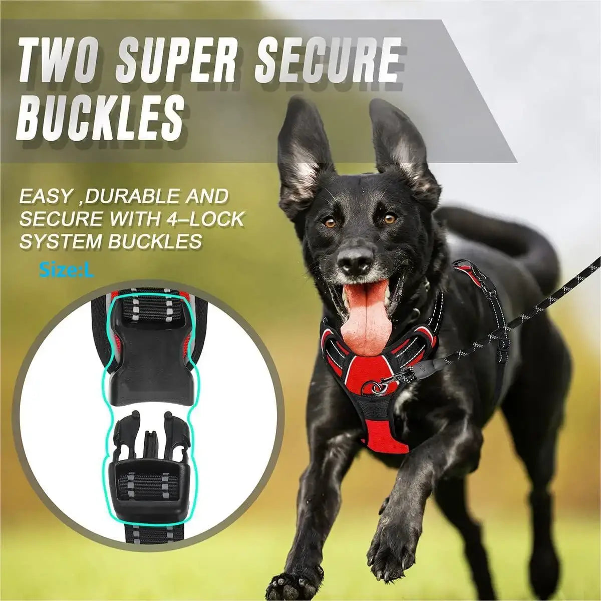 Heavy-Duty Reflective No-Pull Dog Harness with Front Clip and Control Handle for Large Dogs