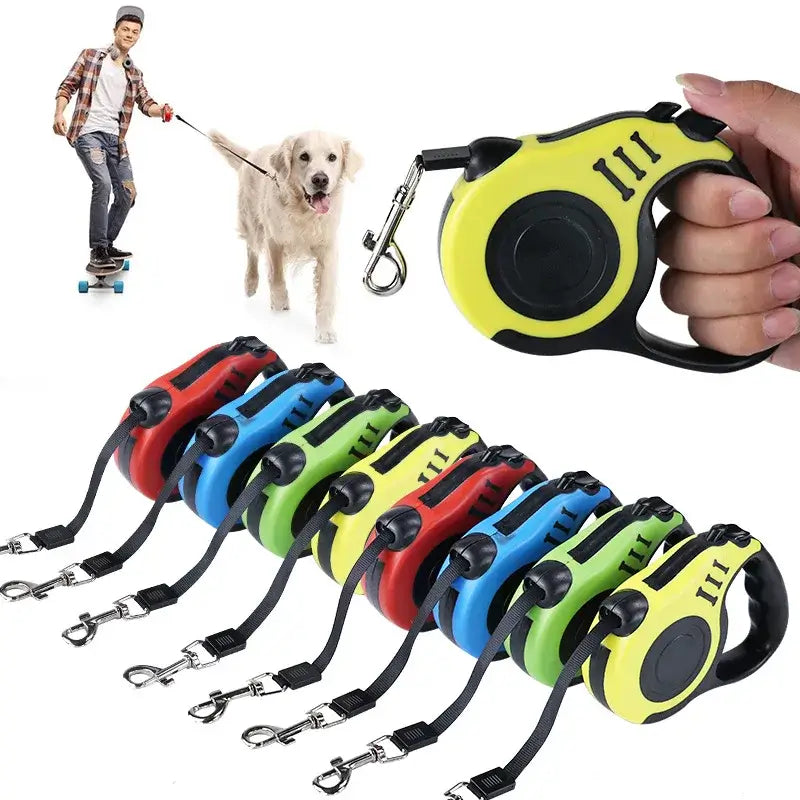 Retractable Dog Leash - Automatic Flexible Traction Rope in 3 Meters and 5 Meters for Small, Medium, and Large Breeds