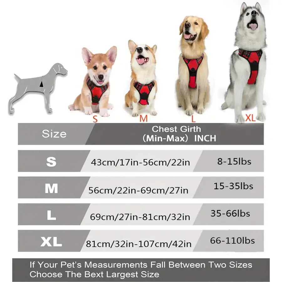 Heavy-Duty Reflective No-Pull Dog Harness with Front Clip and Control Handle for Large Dogs