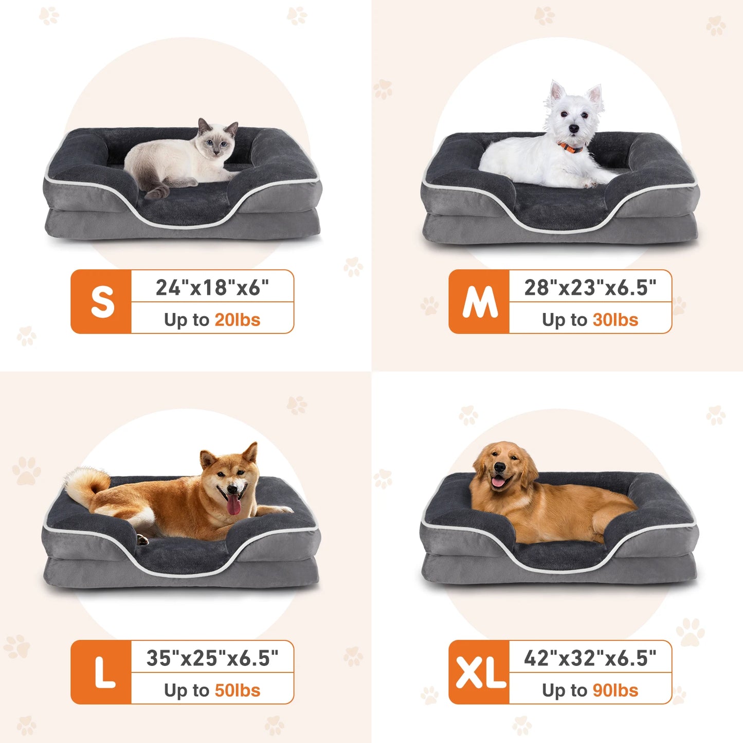 Premium Orthopedic Memory Foam Pet Bed for Small Dogs and Cats with Washable Cover, Non-Slip Base, and Waterproof Protection