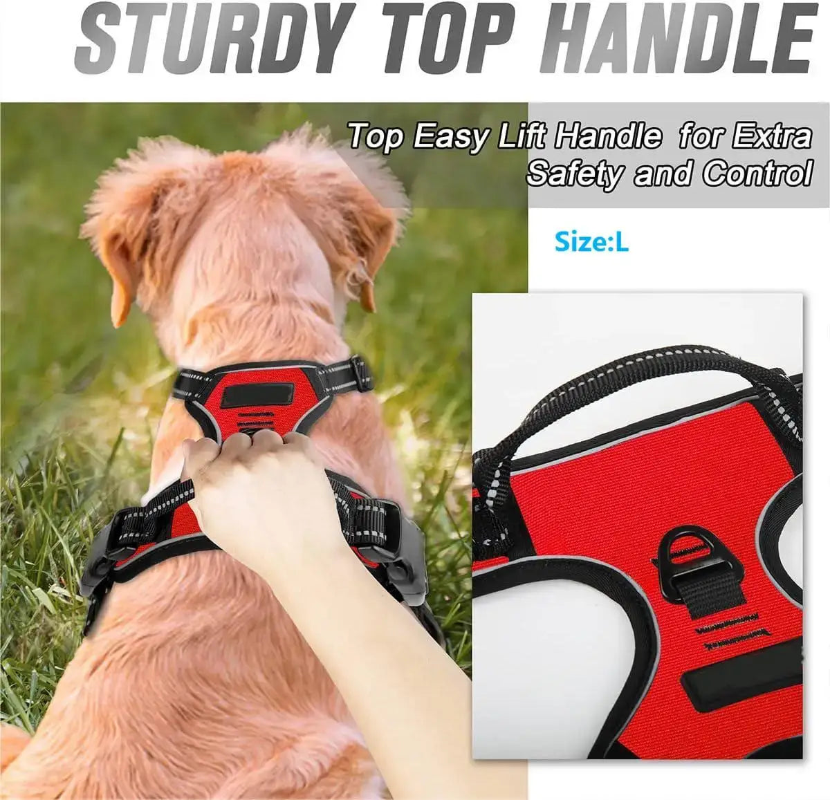 Heavy-Duty Reflective No-Pull Dog Harness with Front Clip and Control Handle for Large Dogs