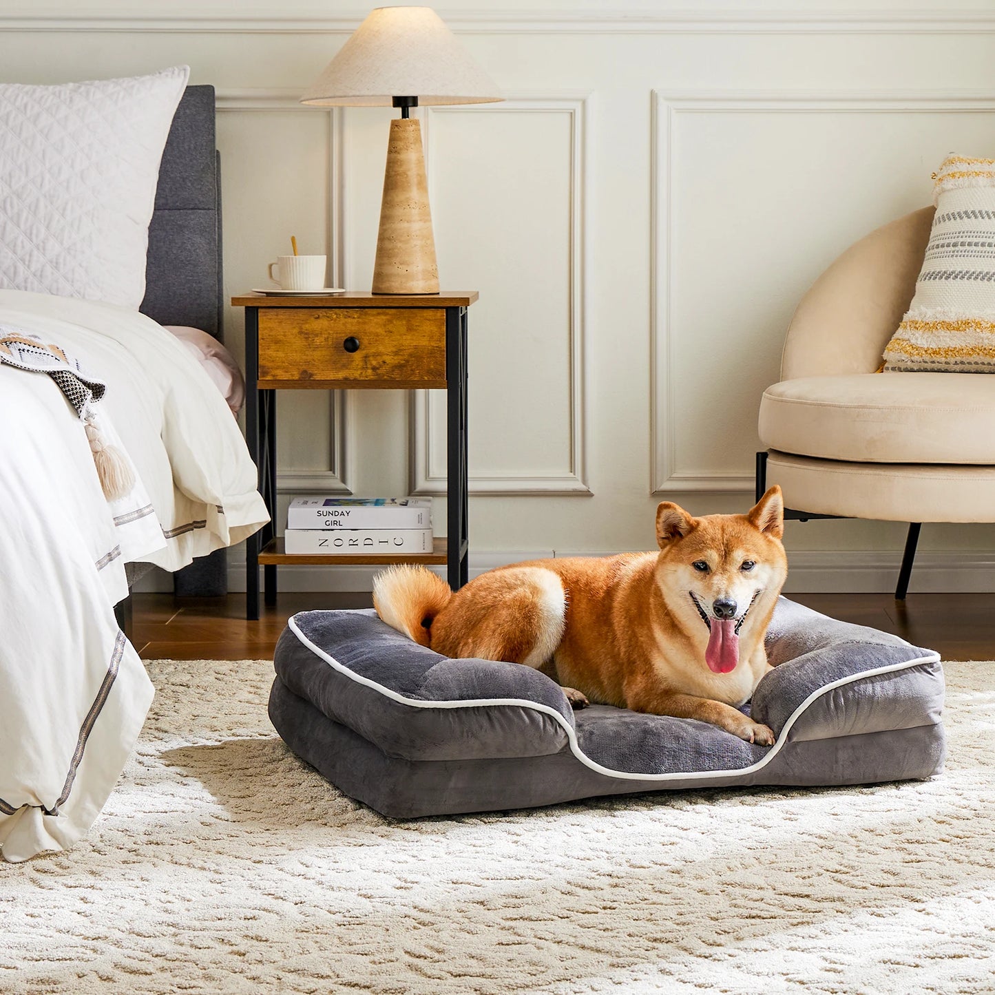 Premium Orthopedic Memory Foam Pet Bed for Small Dogs and Cats with Washable Cover, Non-Slip Base, and Waterproof Protection