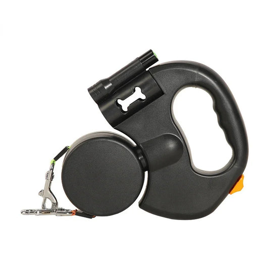 LED Automatic Retractable Dog Leash with Dual Heads and Integrated Storage Box - The Ultimate Solution for Walking Multiple Dogs