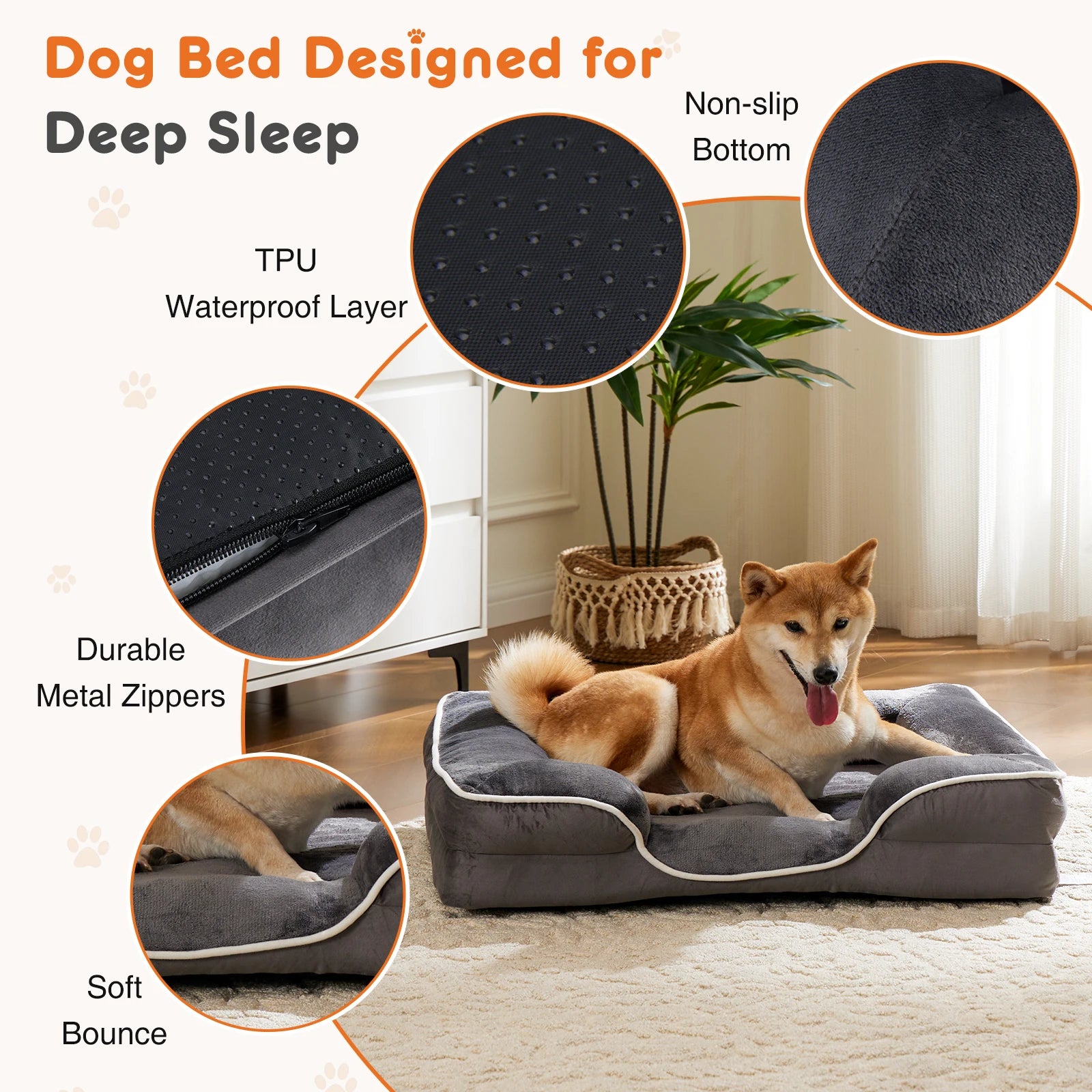 Premium Orthopedic Memory Foam Pet Bed for Small Dogs and Cats with Washable Cover, Non-Slip Base, and Waterproof Protection
