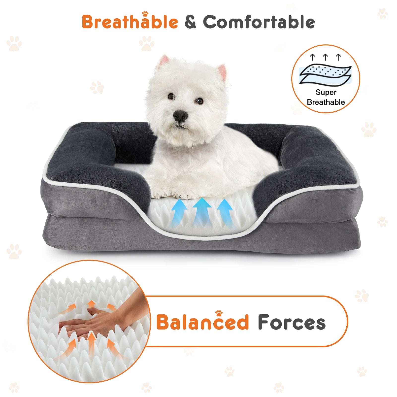 Premium Orthopedic Memory Foam Pet Bed for Small Dogs and Cats with Washable Cover, Non-Slip Base, and Waterproof Protection