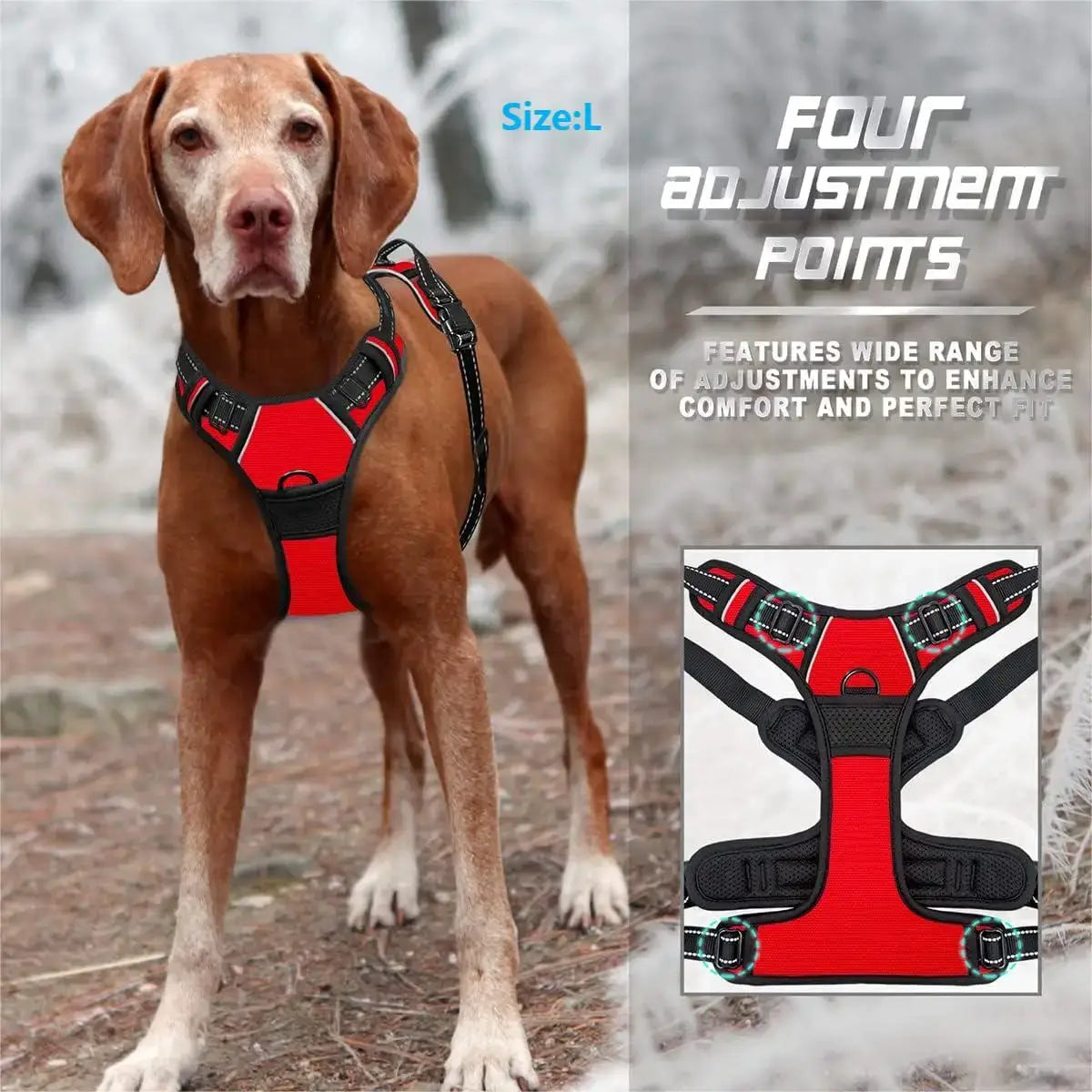 Heavy-Duty Reflective No-Pull Dog Harness with Front Clip and Control Handle for Large Dogs