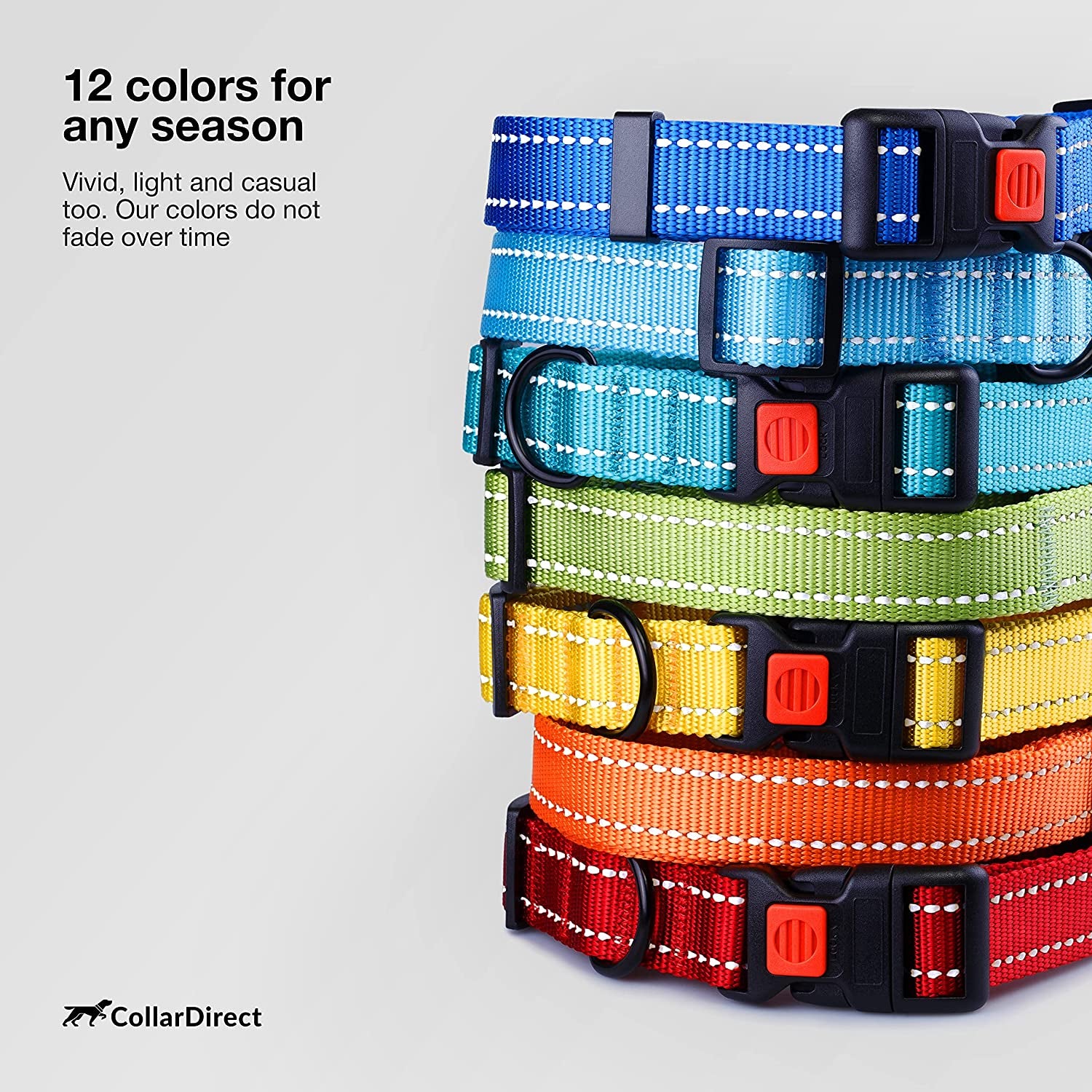 Reflective Nylon Dog Collar with Quick Release Buckle - Ideal for Active Dogs of All Sizes (10-13 Inch, Vibrant Orange)