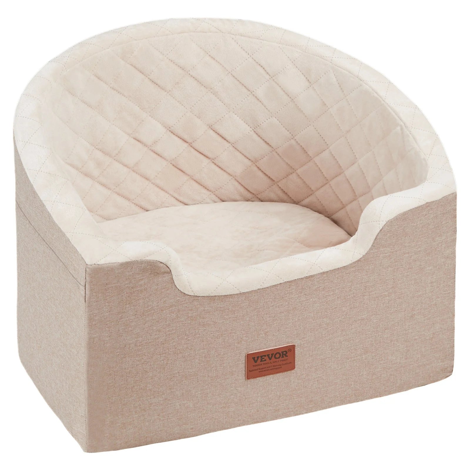 VEVOR Pet Car Seat Booster for Small to Medium Dogs (up to 55 lbs) - Brown