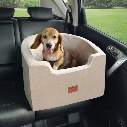 VEVOR Pet Car Seat Booster for Small to Medium Dogs (up to 55 lbs) - Brown
