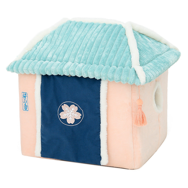 Removable and Washable Enclosed Cat House Villa for Pets