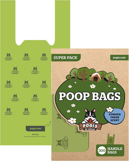 Pogi's Premium Extra-Thick Leak-Proof Dog Waste Bags with Handles - 300 Count of Fresh Scented Convenience