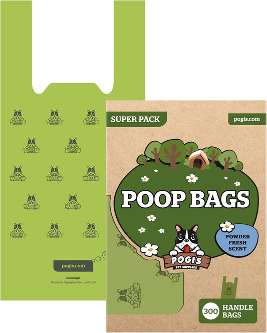 Pogi's Premium Extra-Thick Leak-Proof Dog Waste Bags with Handles - 300 Count of Fresh Scented Convenience