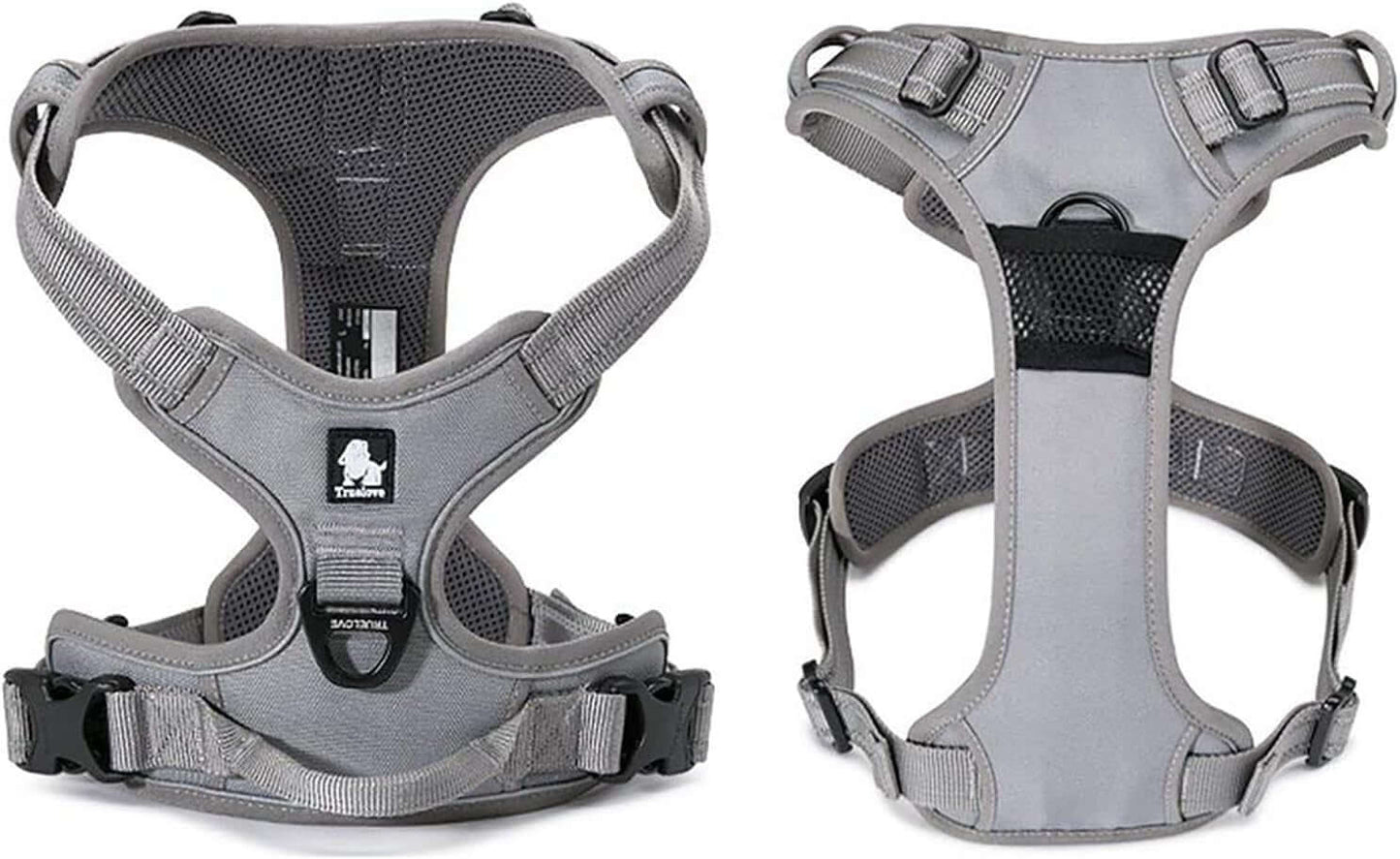 Adjustable Reflective No-Pull Dog Harness - Gray Comfort Control Vest, Size XL