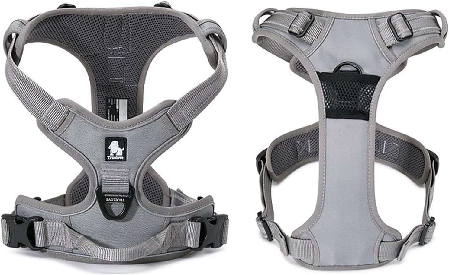 Adjustable Reflective No-Pull Dog Harness - Gray Comfort Control Vest, Size XL