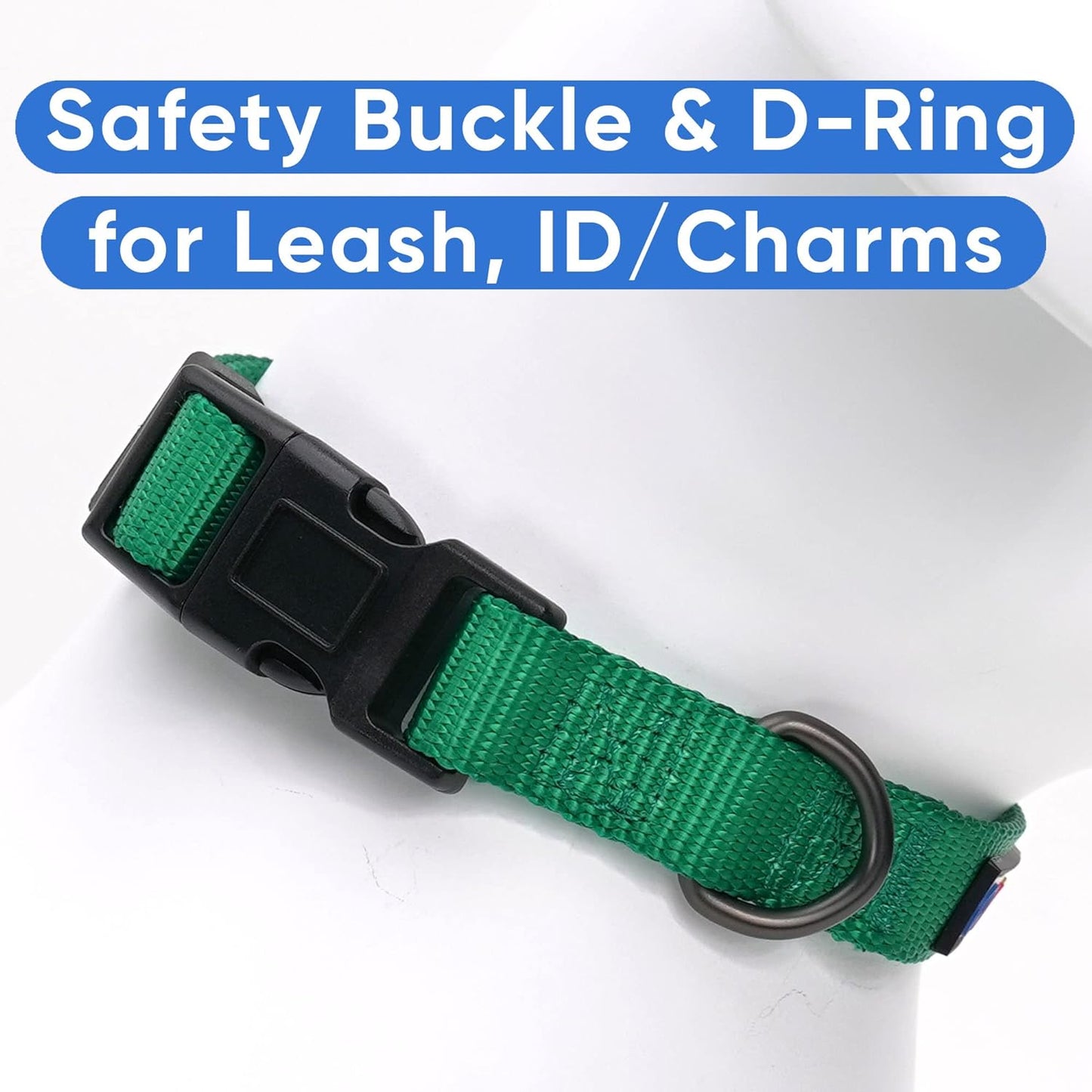 Durable Lush Green Heavy-Duty Adjustable Dog Collar for Large Breeds - Waterproof with Quick-Release Buckle