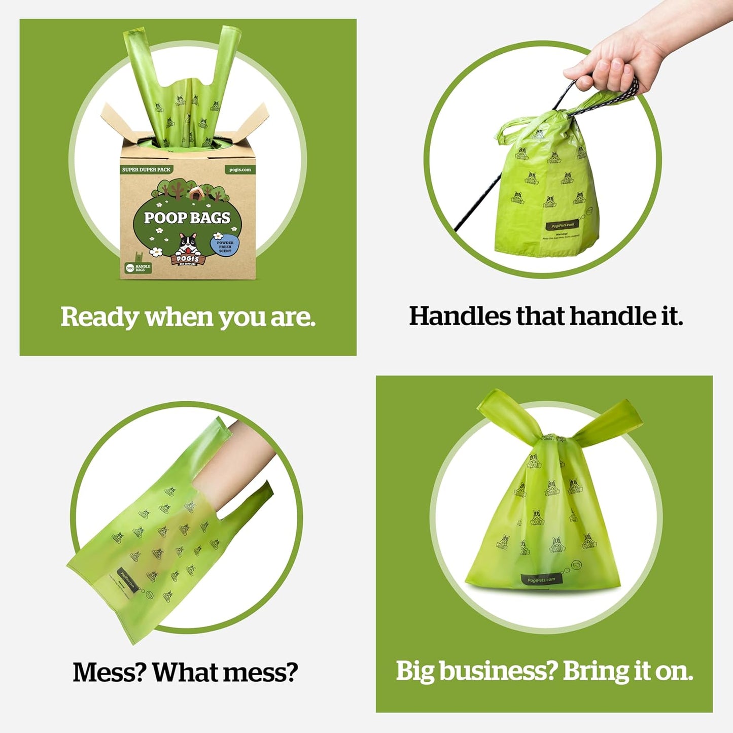 Pogi's Extra-Thick Leak-Proof Dog Waste Bags with Easy-Tie Handles – 900 Count of Fresh Scented Convenience for All Dog Sizes