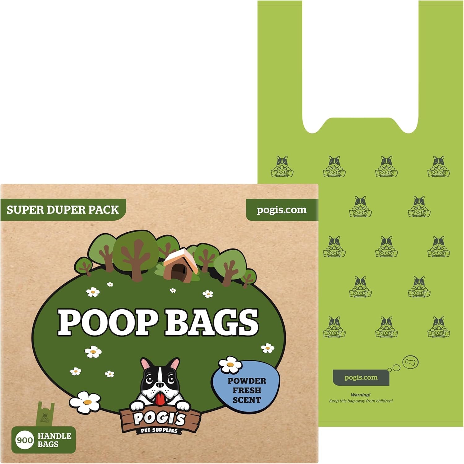 Pogi's Extra-Thick Leak-Proof Dog Waste Bags with Easy-Tie Handles – 900 Count of Fresh Scented Convenience for All Dog Sizes