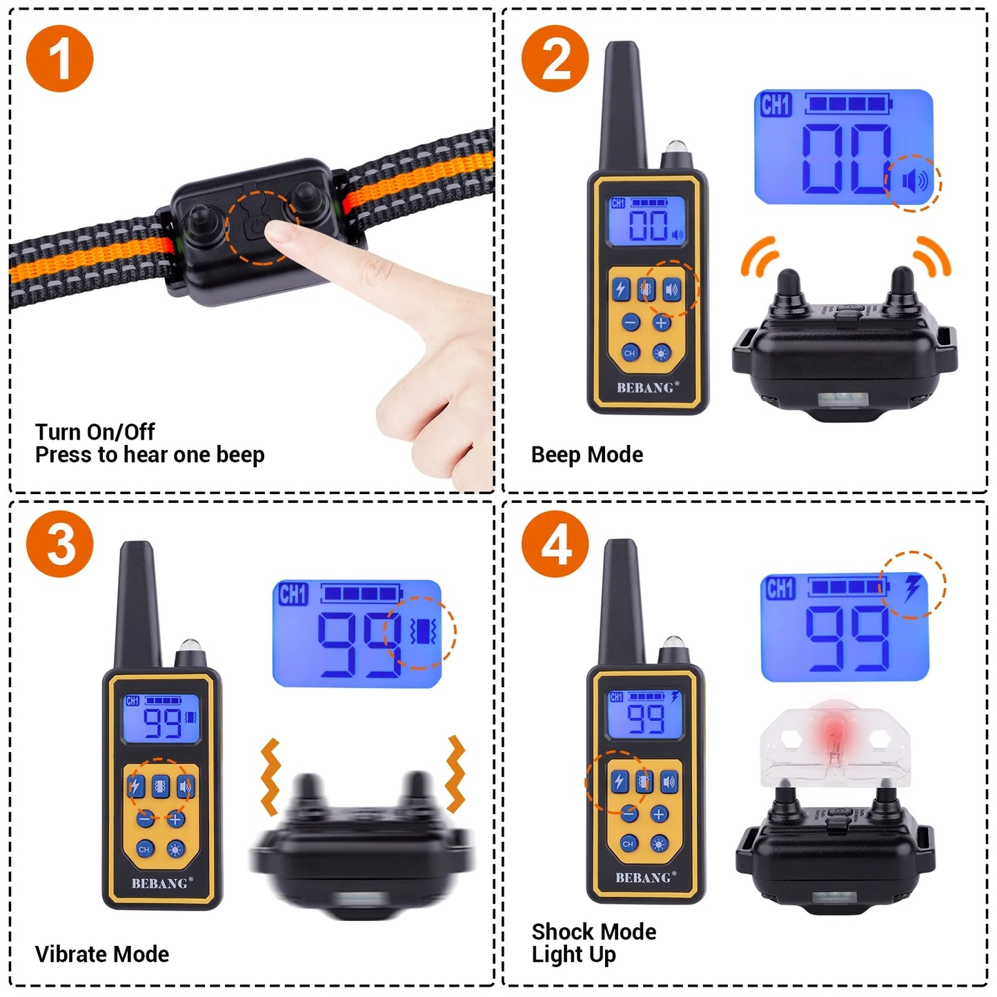 2600FT Remote Dog Training Collar - Waterproof, Rechargeable, and Versatile Training Modes for Dogs of All Sizes