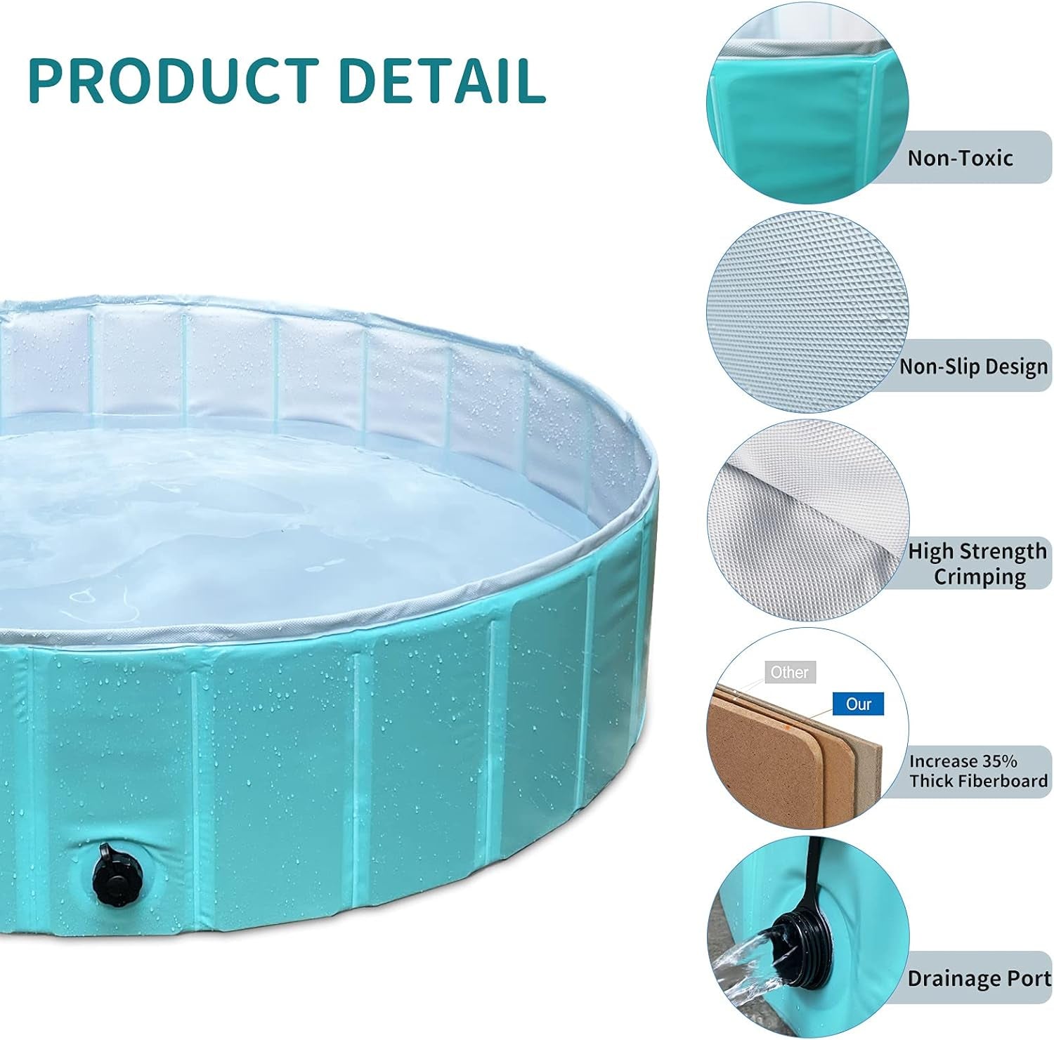 Portable Dog Pool - PVC Kiddie Pool for Pets and Kids, Ideal for Outdoor Swimming and Bathing