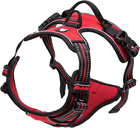 Adjustable Reflective No-Pull Dog Harness - Comfortable Control Vest in Vibrant Colors (Model TLH5651, Red, XL)