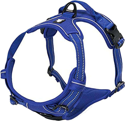 Truelove TLH5651 Adjustable No-Pull Dog Harness with Reflective Vest for Enhanced Control and Comfort - Royal Blue, Medium Size