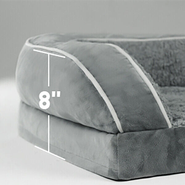 Elevate Your Pet's Comfort with the Gray Orthopedic Memory Foam Bolster Dog Bed - Perfect for Large Dogs