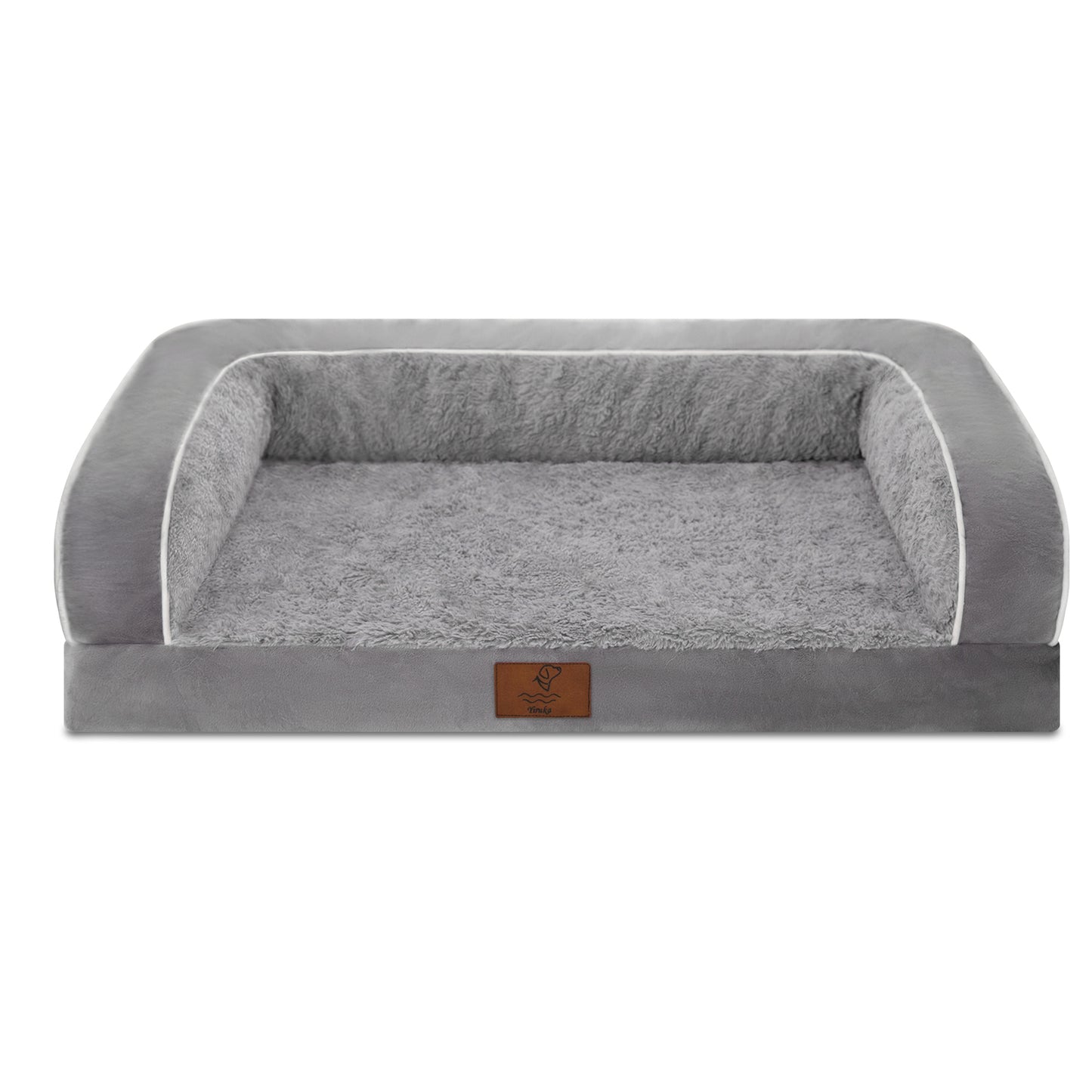 Elevate Your Pet's Comfort with the Gray Orthopedic Memory Foam Bolster Dog Bed - Perfect for Large Dogs