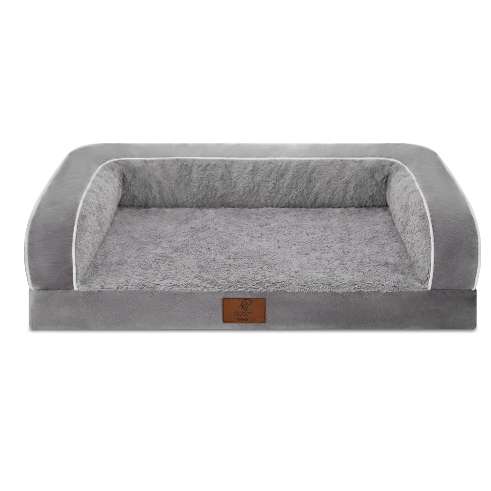 Elevate Your Pet's Comfort with the Gray Orthopedic Memory Foam Bolster Dog Bed - Perfect for Large Dogs